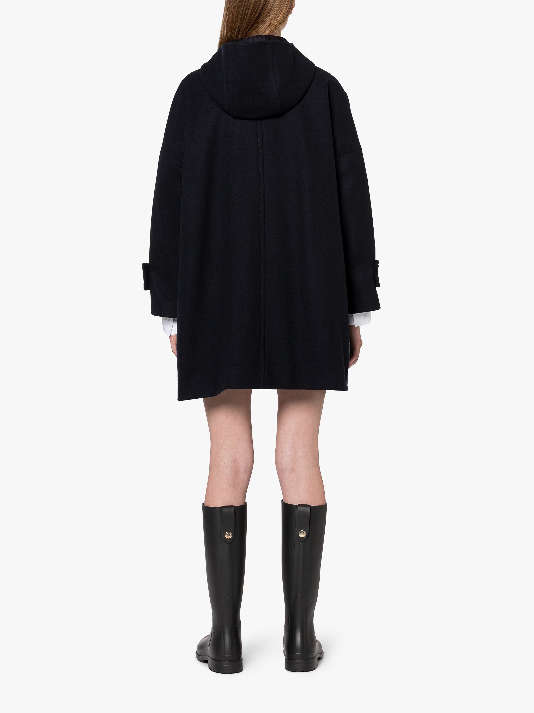 HUMBIE HOOD NAVY WOOL OVERCOAT - 4