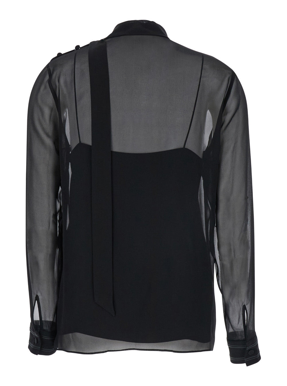 Gucci Women Black Blouse With High Pussy Bow Neck In Silk Georgette Woman - 2