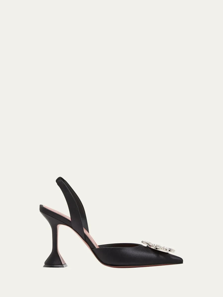 Begum Satin Crystal Slingback Pumps - 1