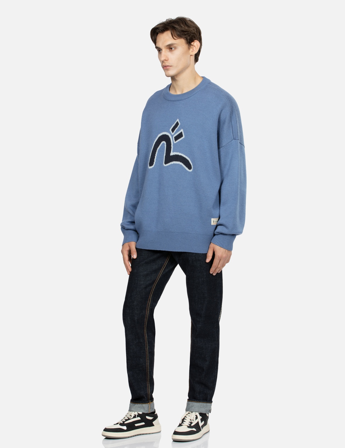 SEAGULL AND DARUMA INTARSIA RELAX FIT KNIT SWEATER - 4