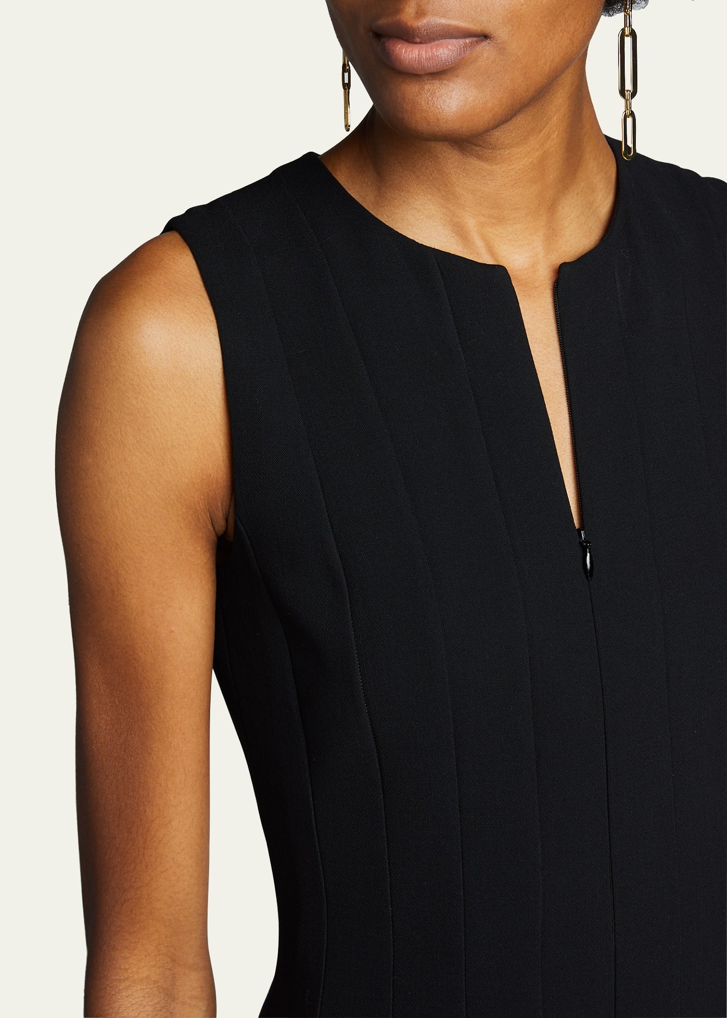 Sleeveless Zip-Front Seamed A-Line Dress - 5