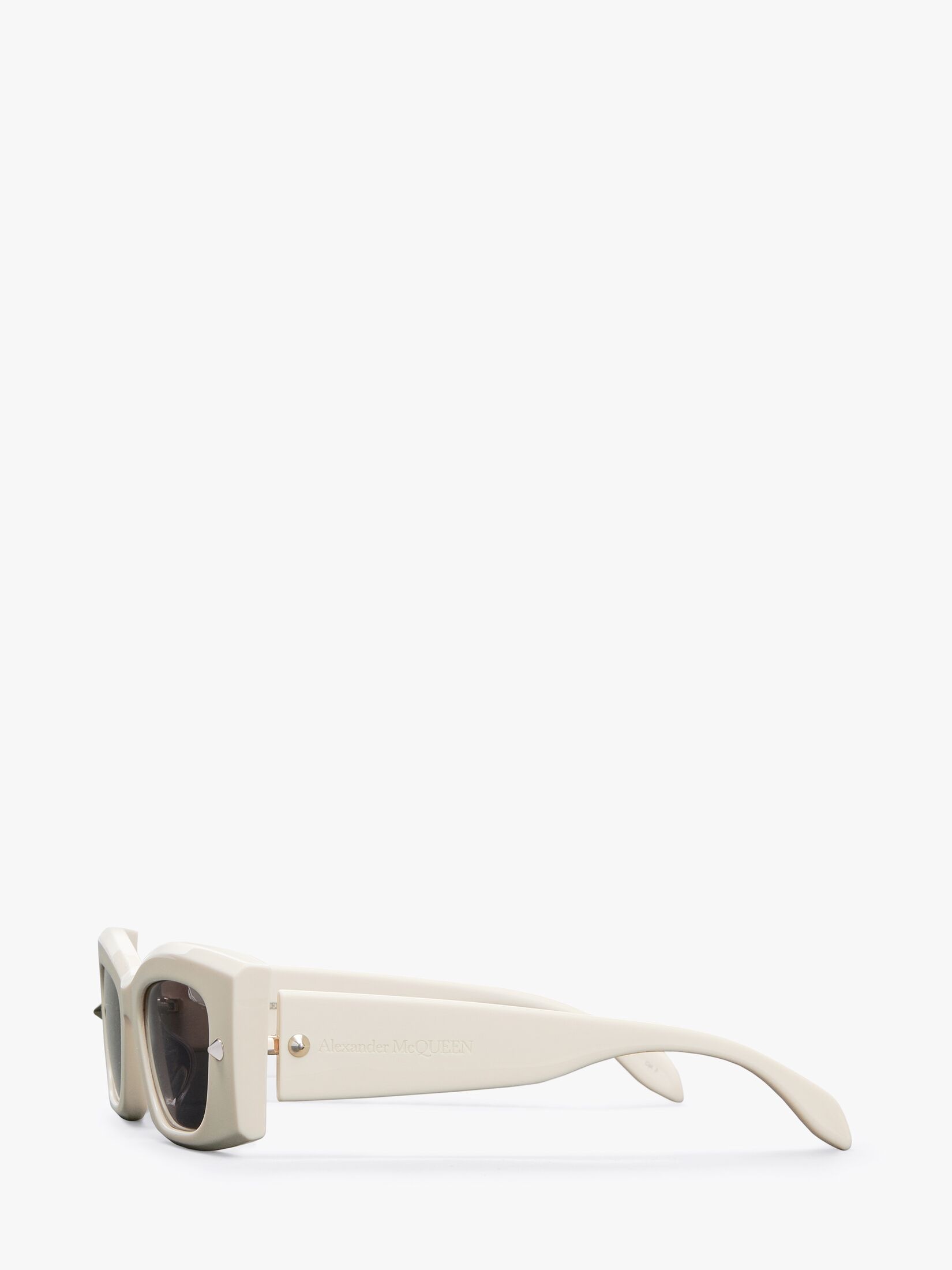 Spike Studs Rectangular Sunglasses in Ivory/smoke - 3