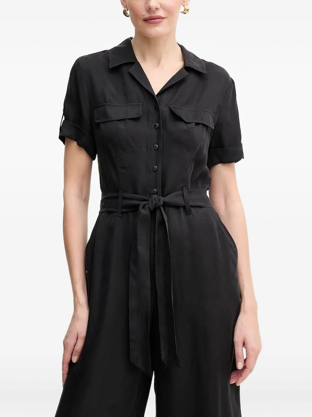 belted flap-pocket jumpsuit - 1