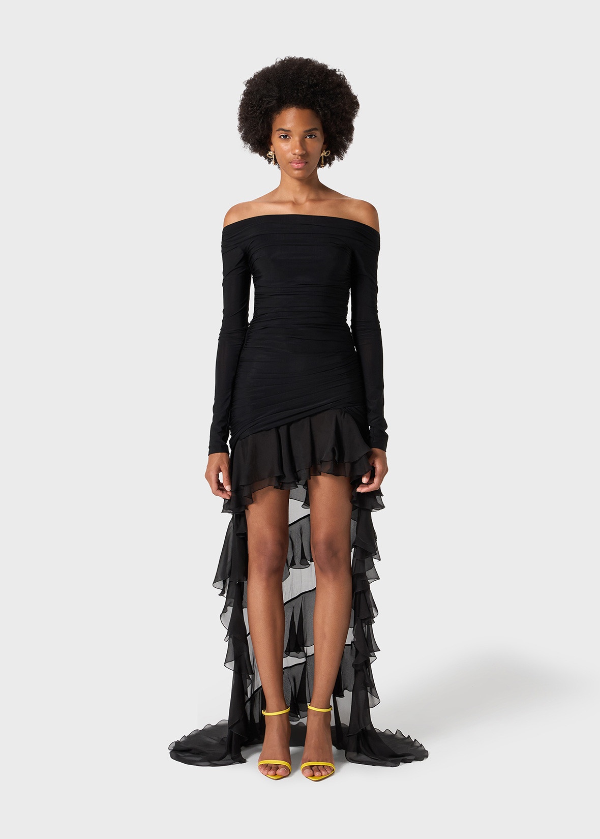 MINI DRESS IN JERSEY WITH CHIFFON TRAIN - 3