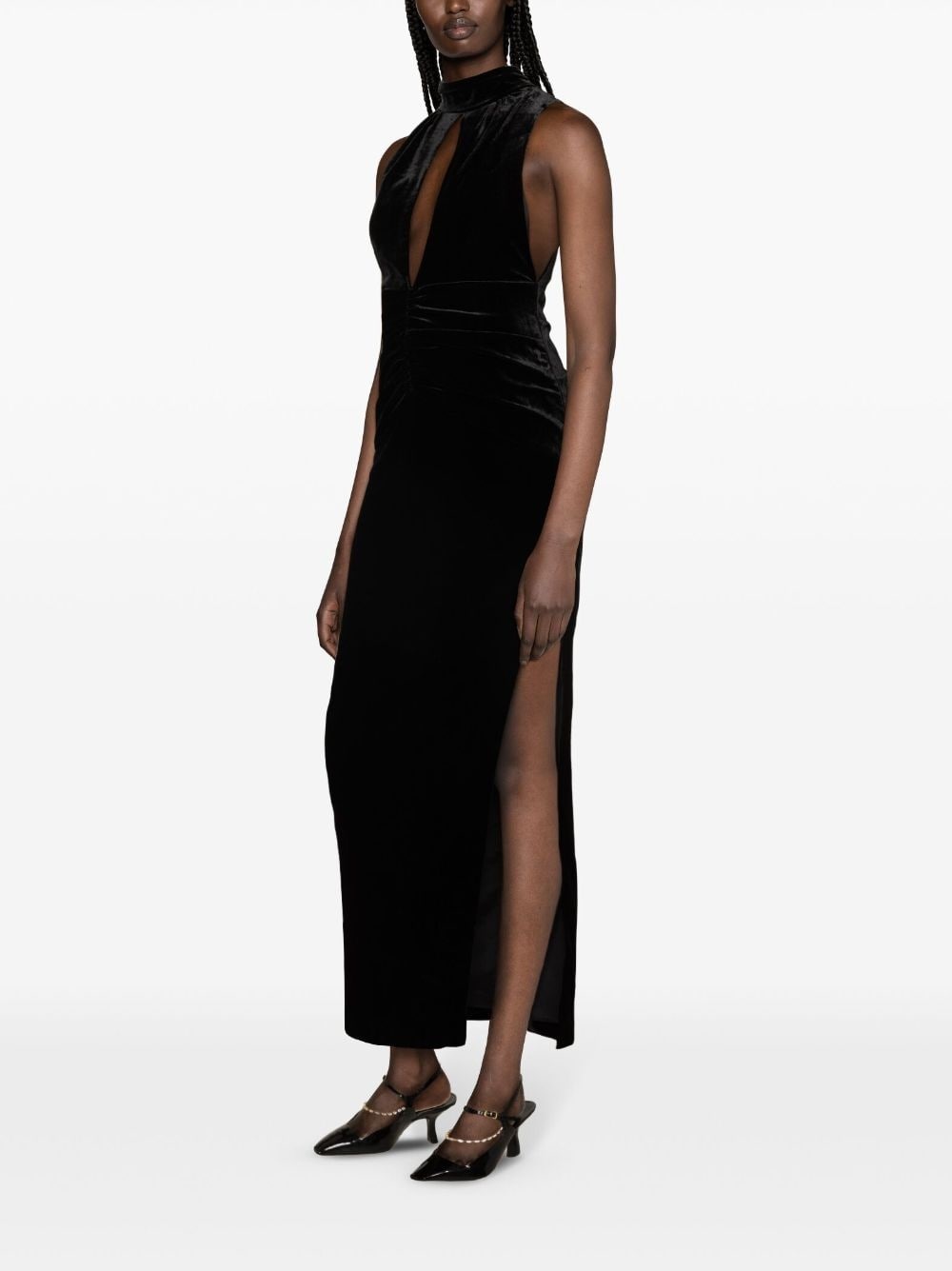 ruched velvet gown - 3