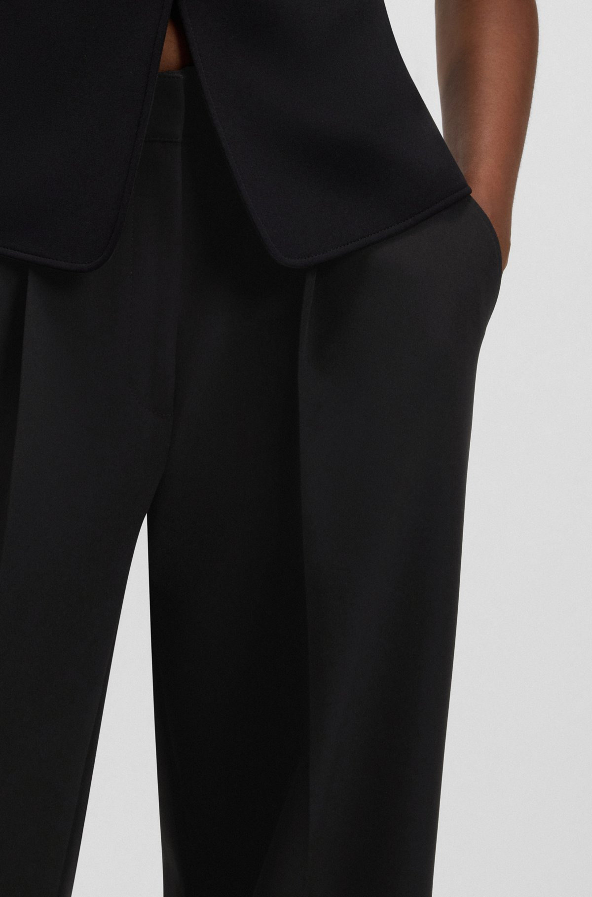 REGULAR-FIT WIDE-LEG PANTS IN STRETCH FABRIC - 5
