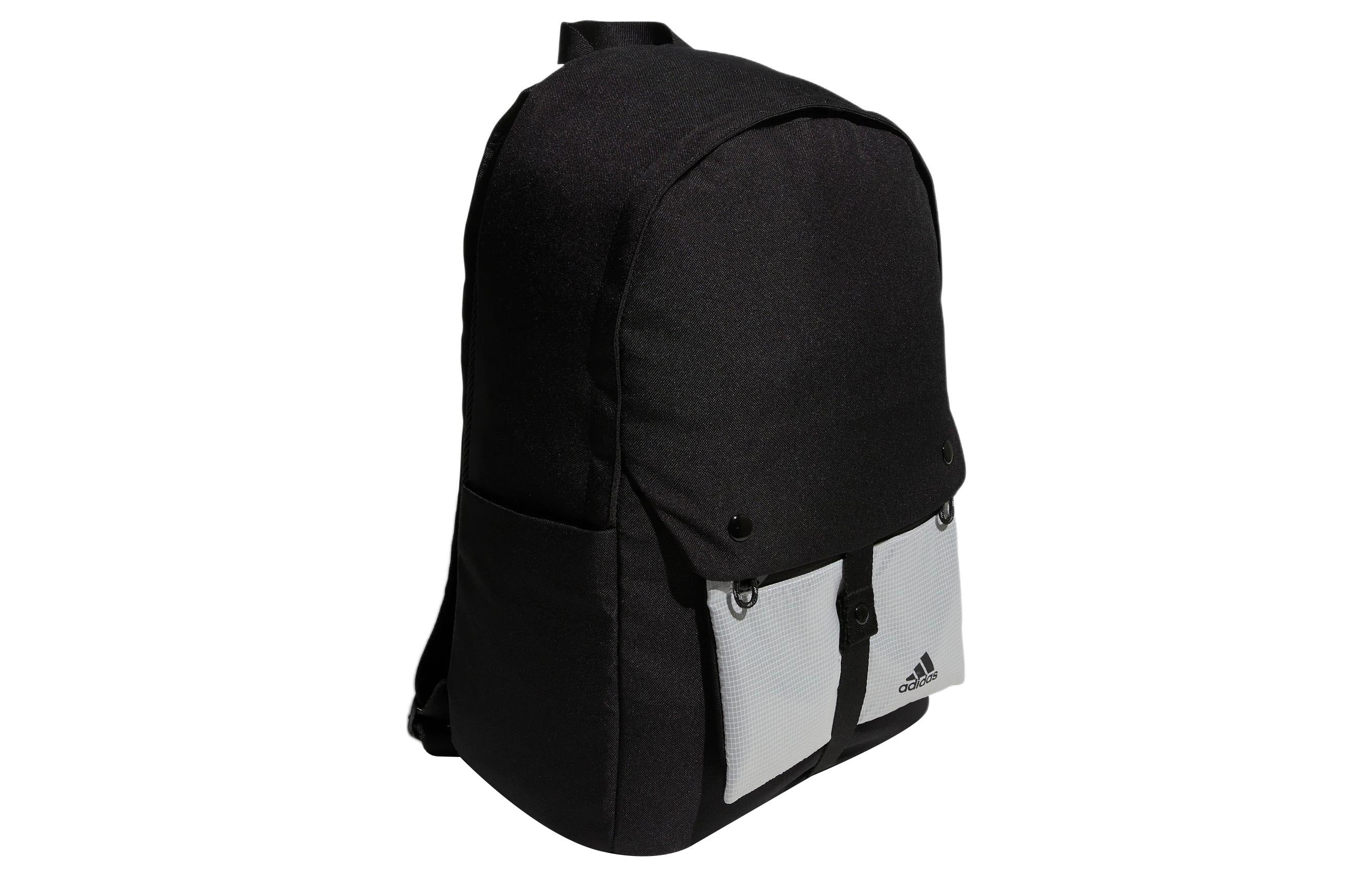 adidas Detachable Pocket Large Capacity Zipper Schoolbag Backpack Pure Black HR8169 - 2