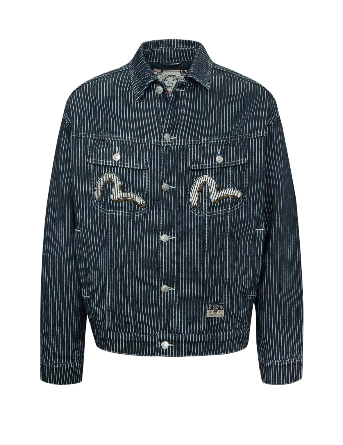SEAGULL AND WHEEL OF WISDOM PRINT LOOSE FIT DENIM JACKET - 15