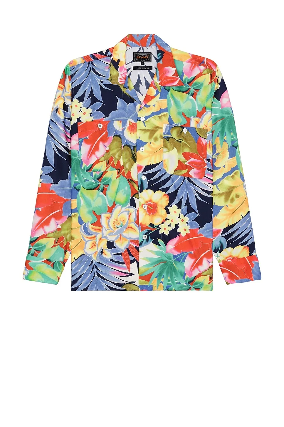 Mil Open Collar Tropical Pattern Print - 1