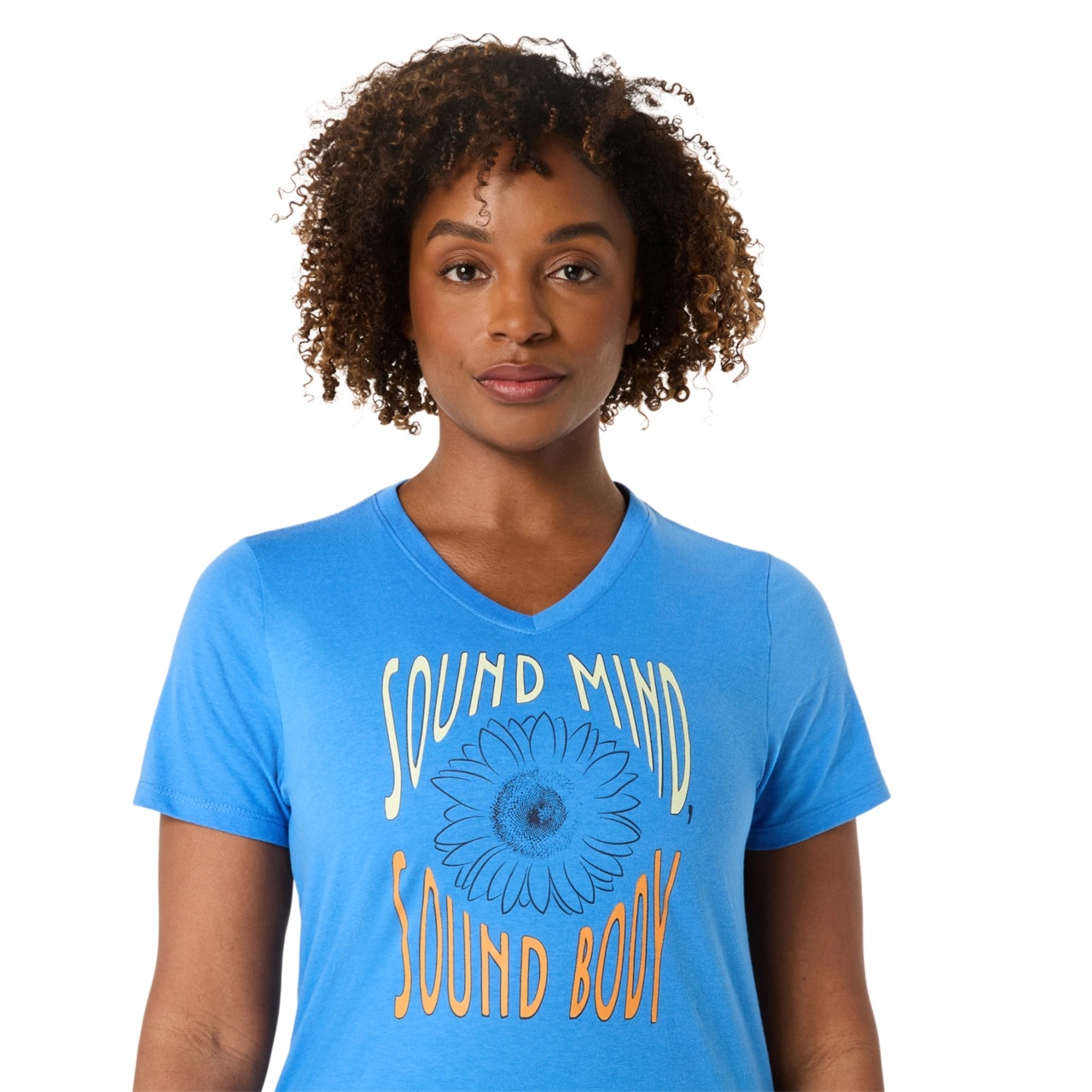 WOMEN'S SUNFLOWER SLOGAN V-NECK - 4