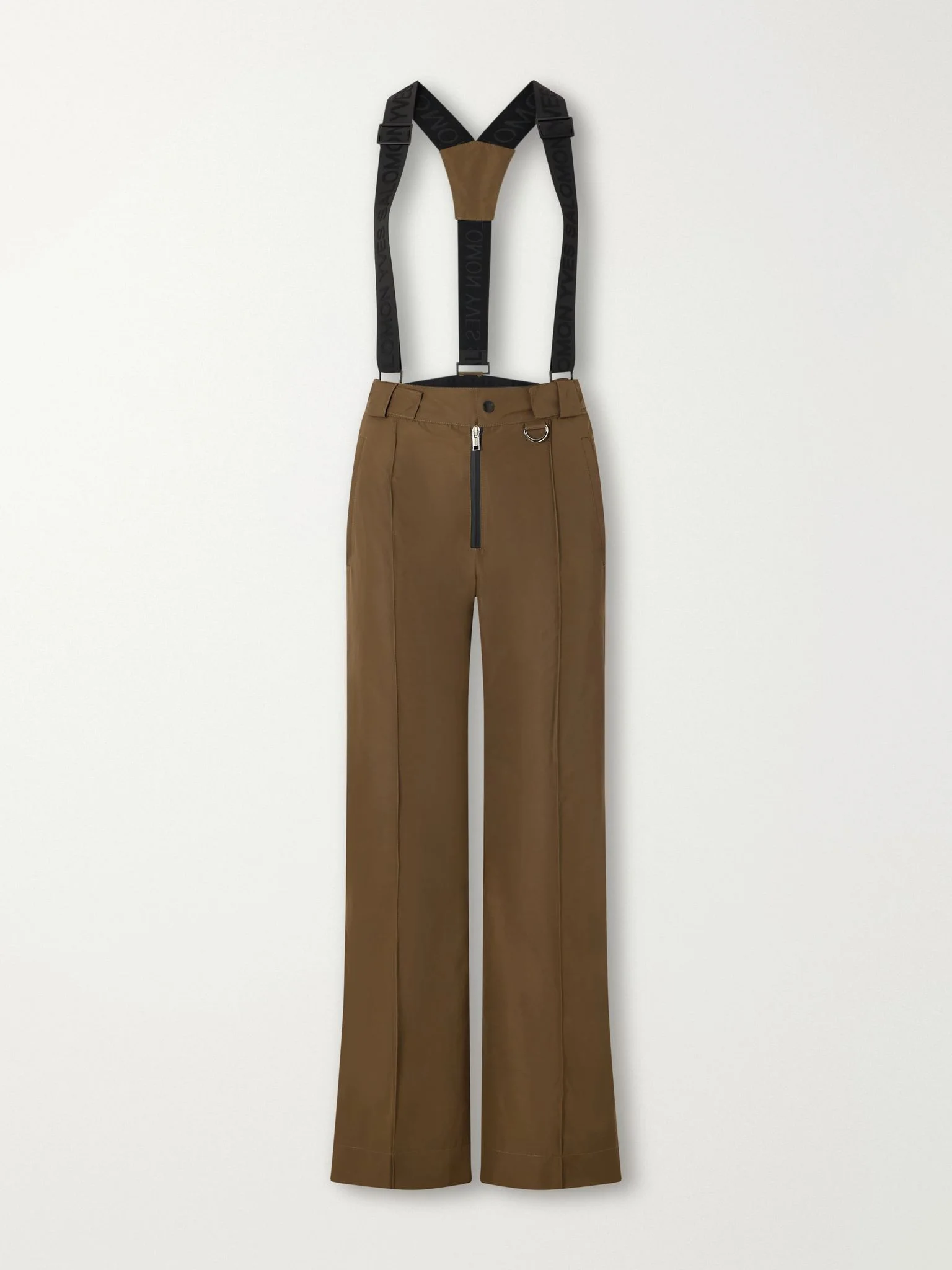 Suspender pintucked shell flared ski pants Army green - 1
