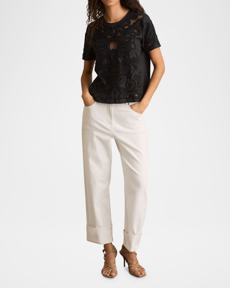 REISS Iyla Embroidered Open-Back Top outlook