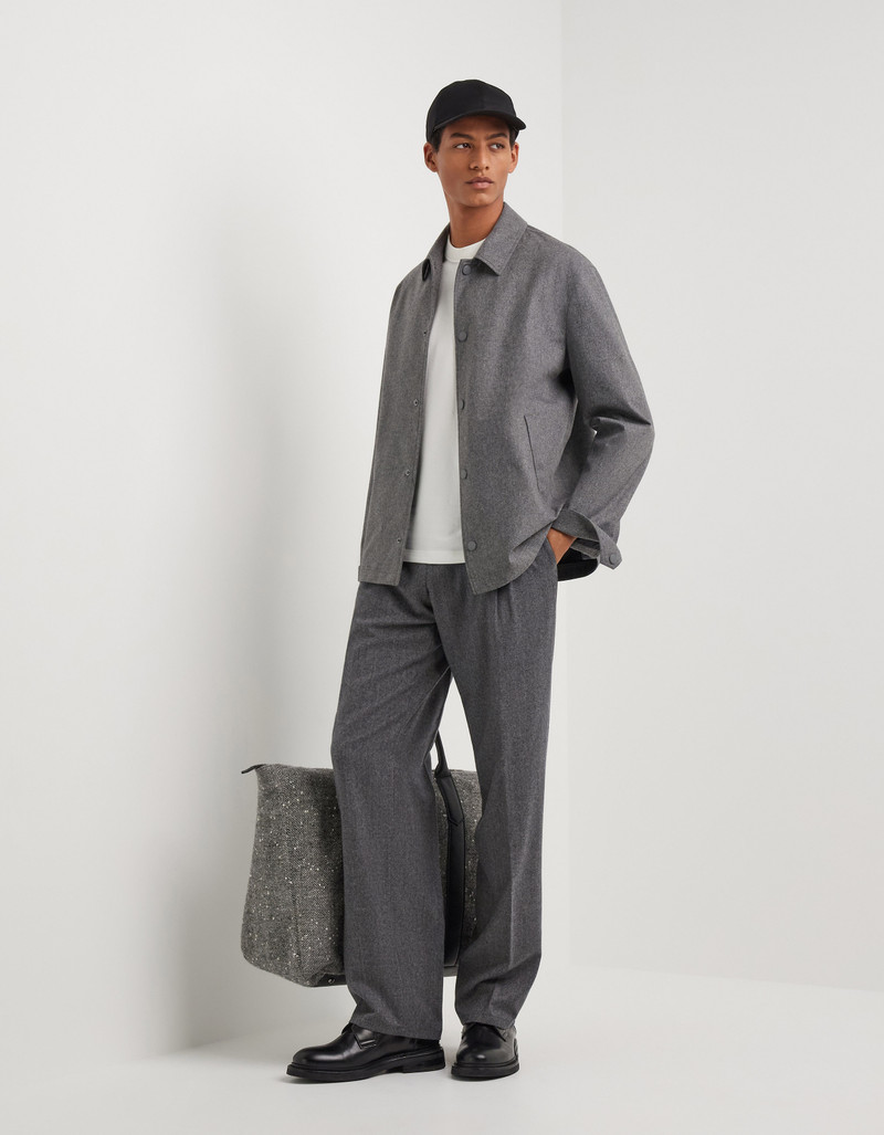 Canali GRAY MÉLANGE LINED CASHMERE BLEND OVERSHIRT WITH MEMBRANE outlook