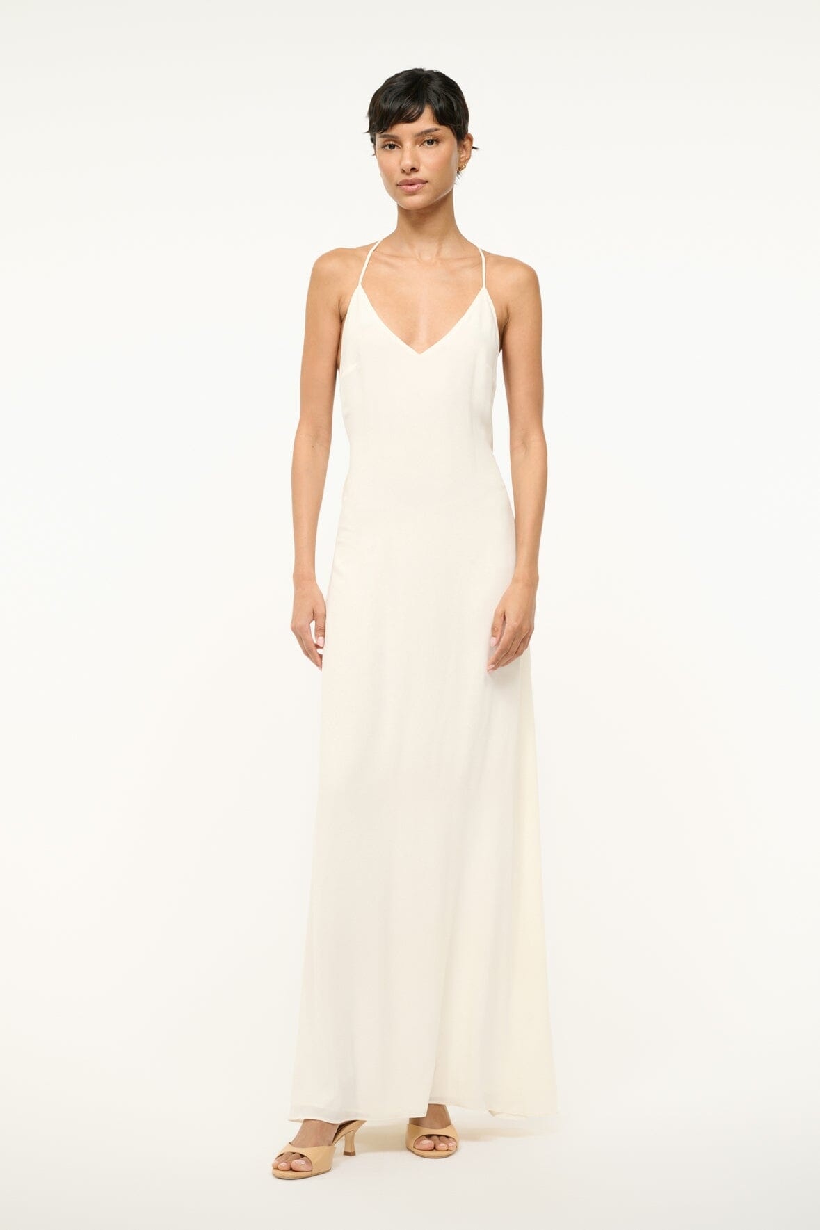 STAUD MACHU SILK DRESS IVORY - 6