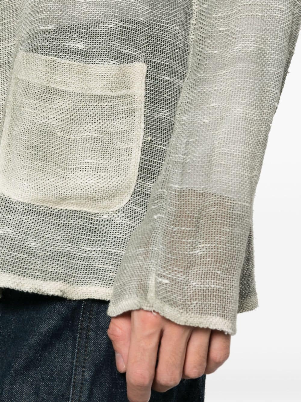 single-breasted open-knit blazer - 5
