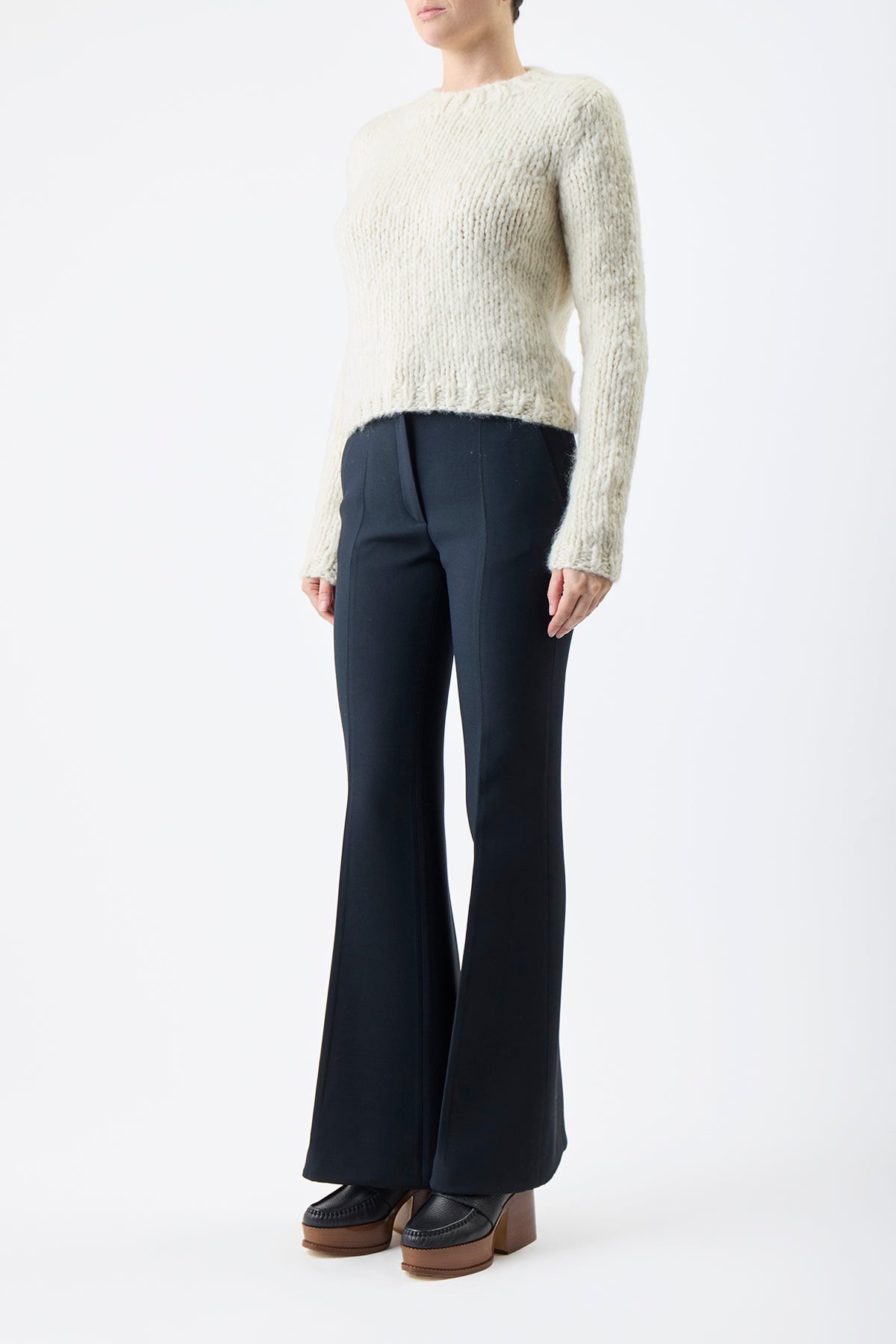 Dalton Sweater in Ivory Welfat Cashmere - 4