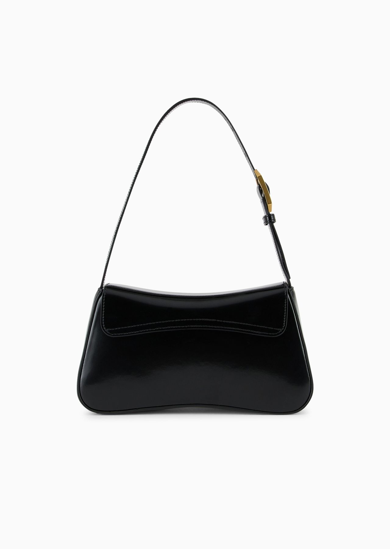 Brushed-finish baguette shoulder bag - 5