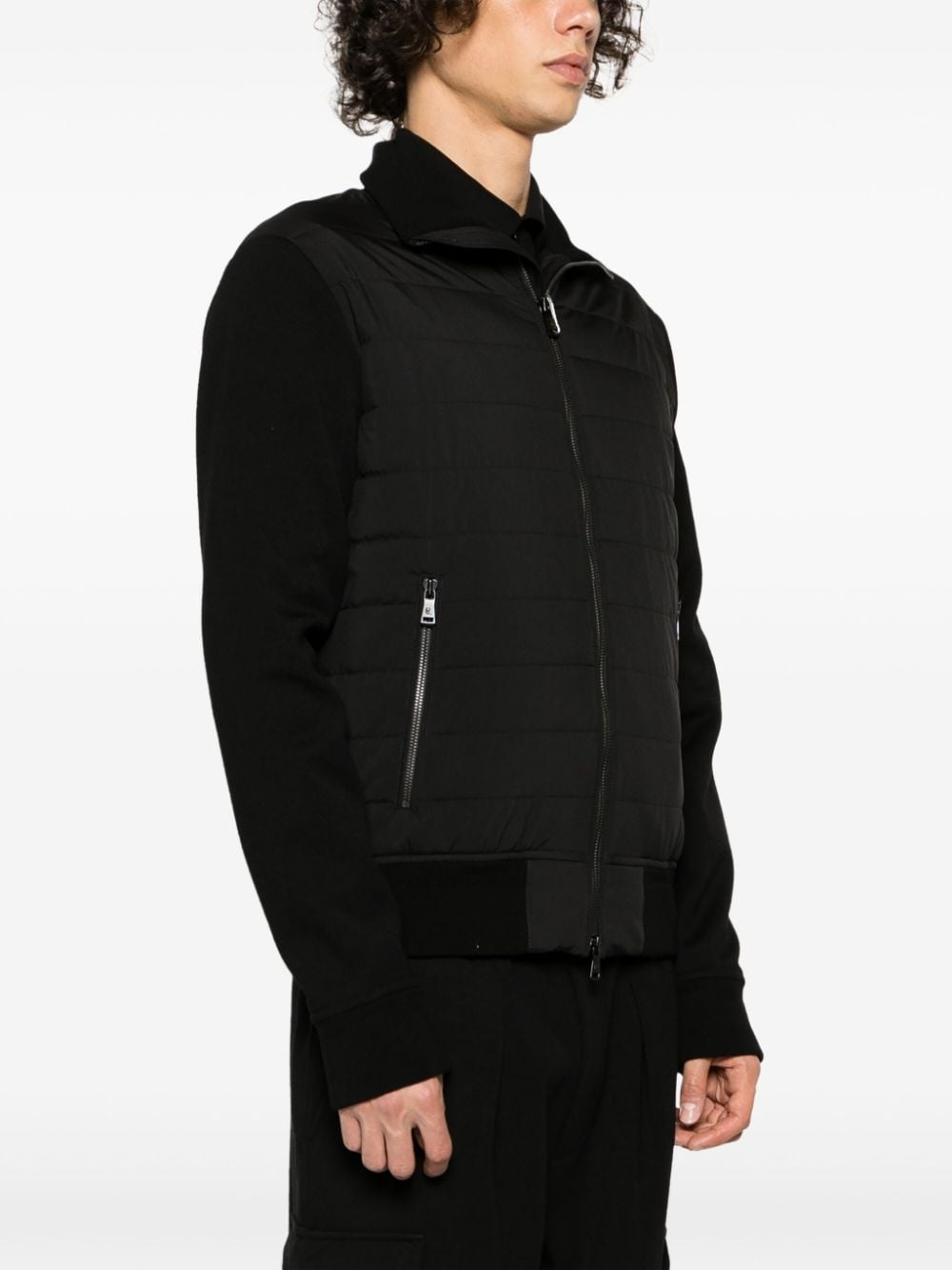 logo-patch herringbone-pattern jacket - 3