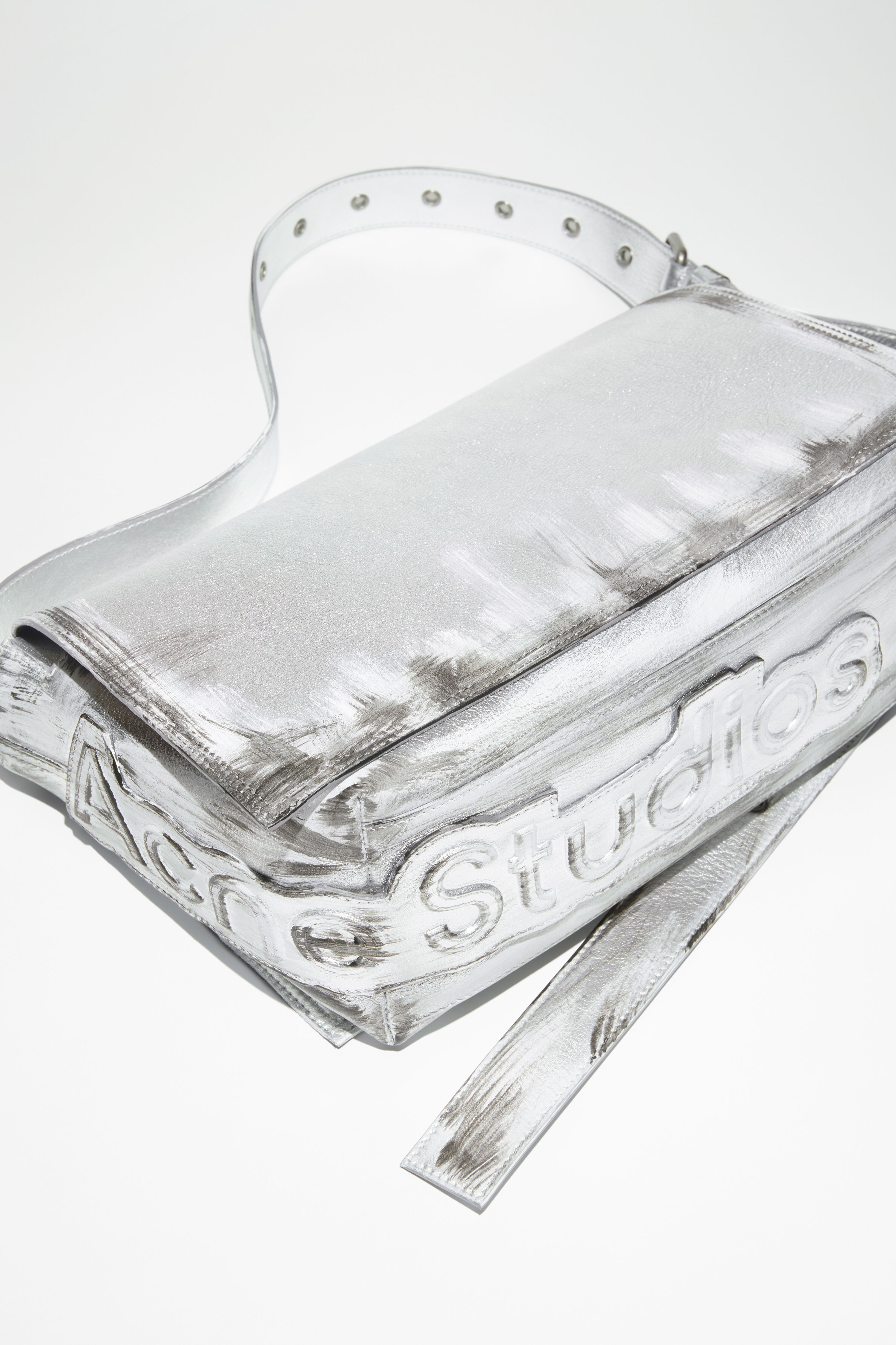 Leather shoulder bag - Silver - 6