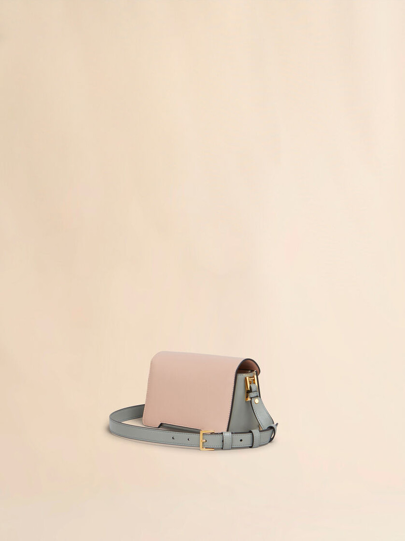 Marni LIGHT PINK, WHITE AND GREY LEATHER TRUNKAROO MINI SHOULDER BAG outlook