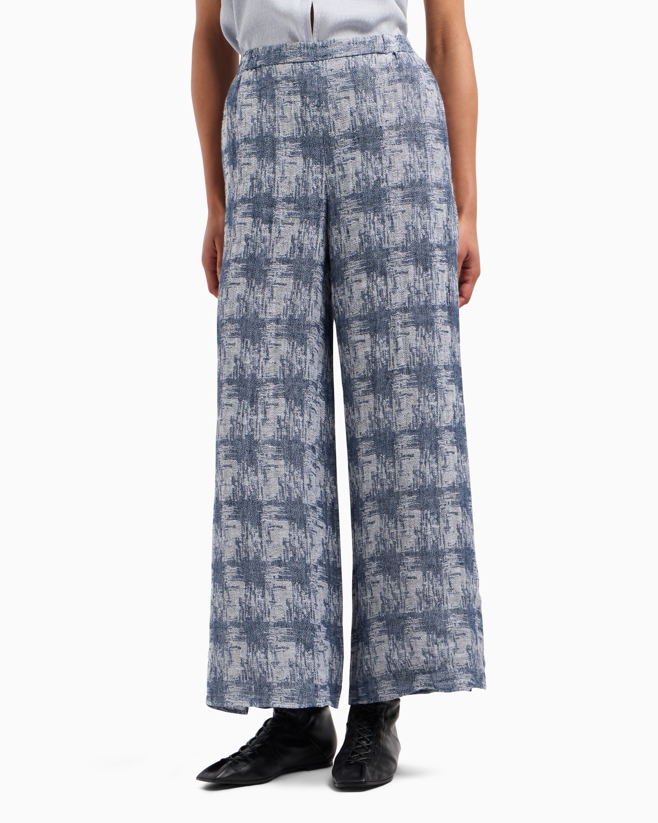 CHECK LINEN GAUZE TROUSERS - 4
