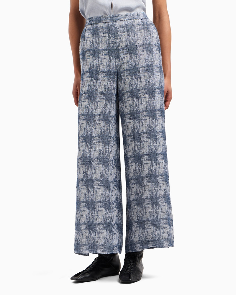 EMPORIO ARMANI CHECK LINEN GAUZE TROUSERS outlook