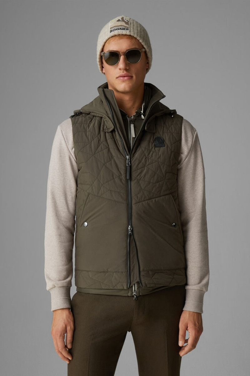 Simon Quilted waistcoat in Khaki 2