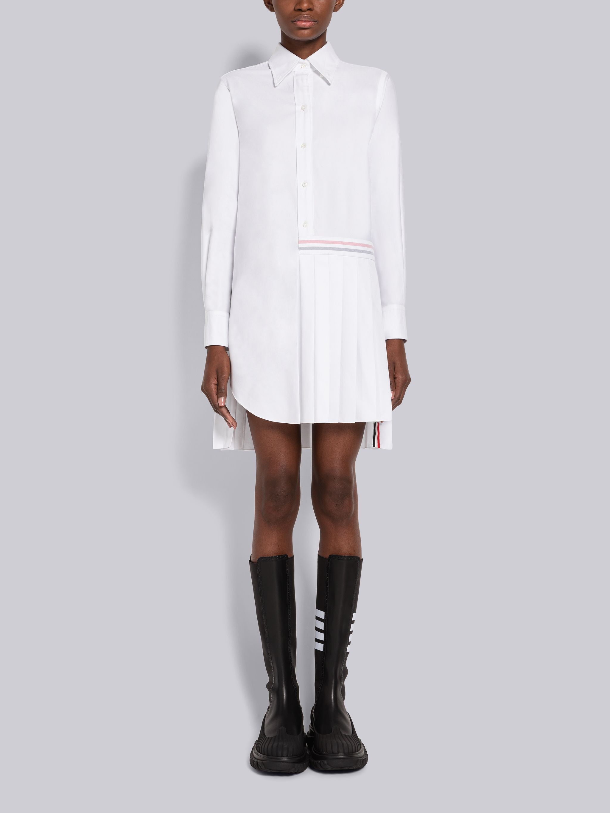 Oxford Half Pleated Shirtdress - 1