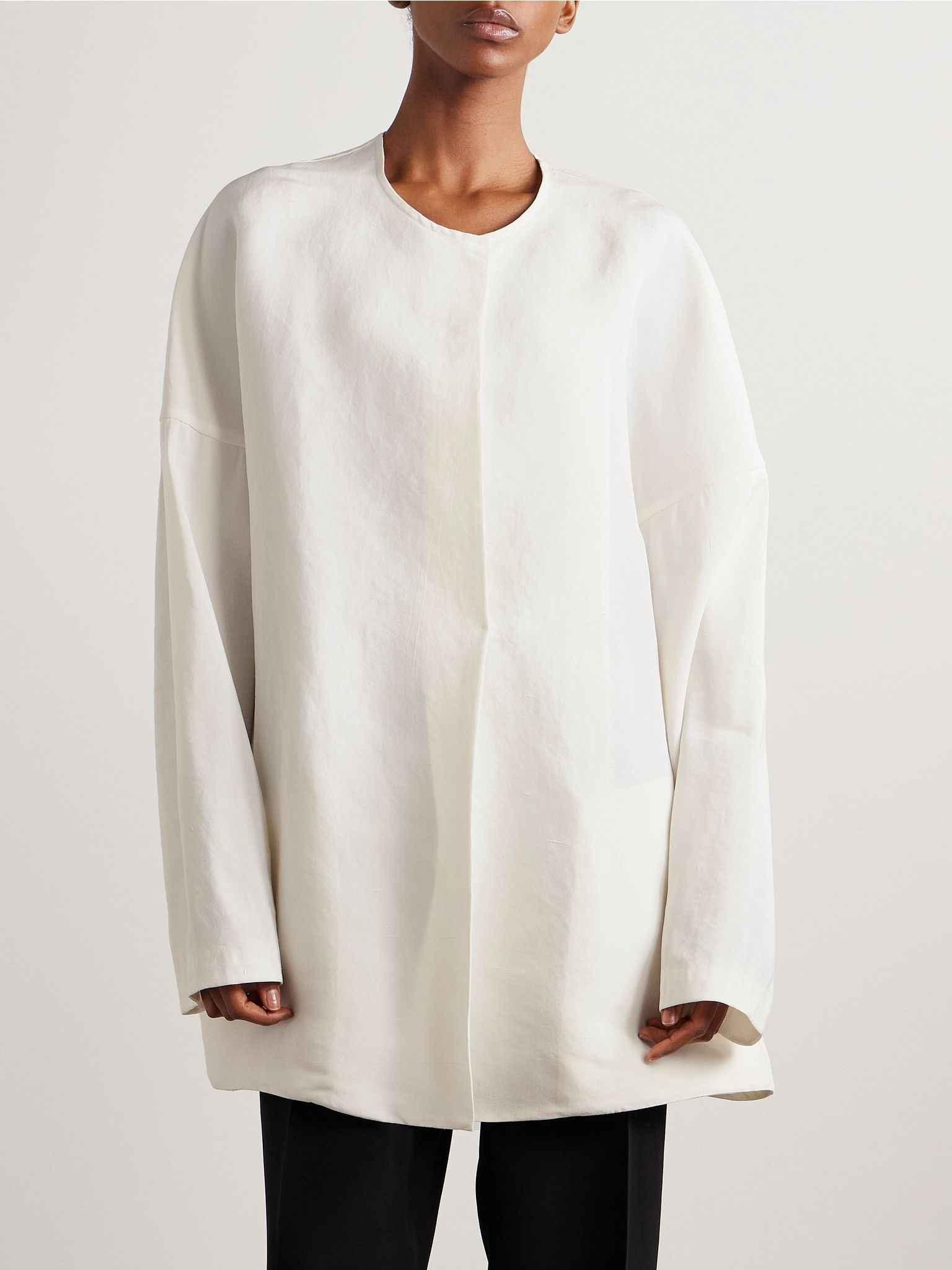 Elke oversized silk jacket White - 3