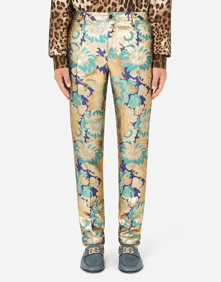 Floral lurex jacquard pants - 1