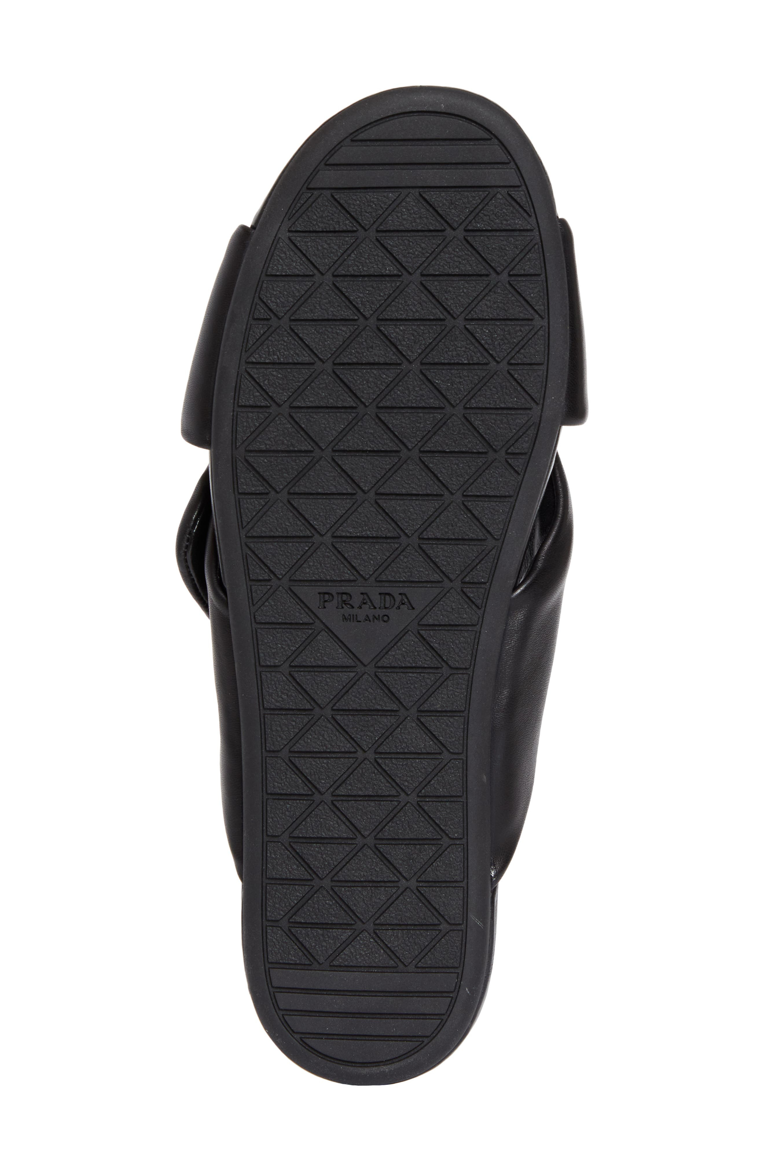 Prada Logo Crisscross Slide Sandal in Nero at Nordstrom - 6