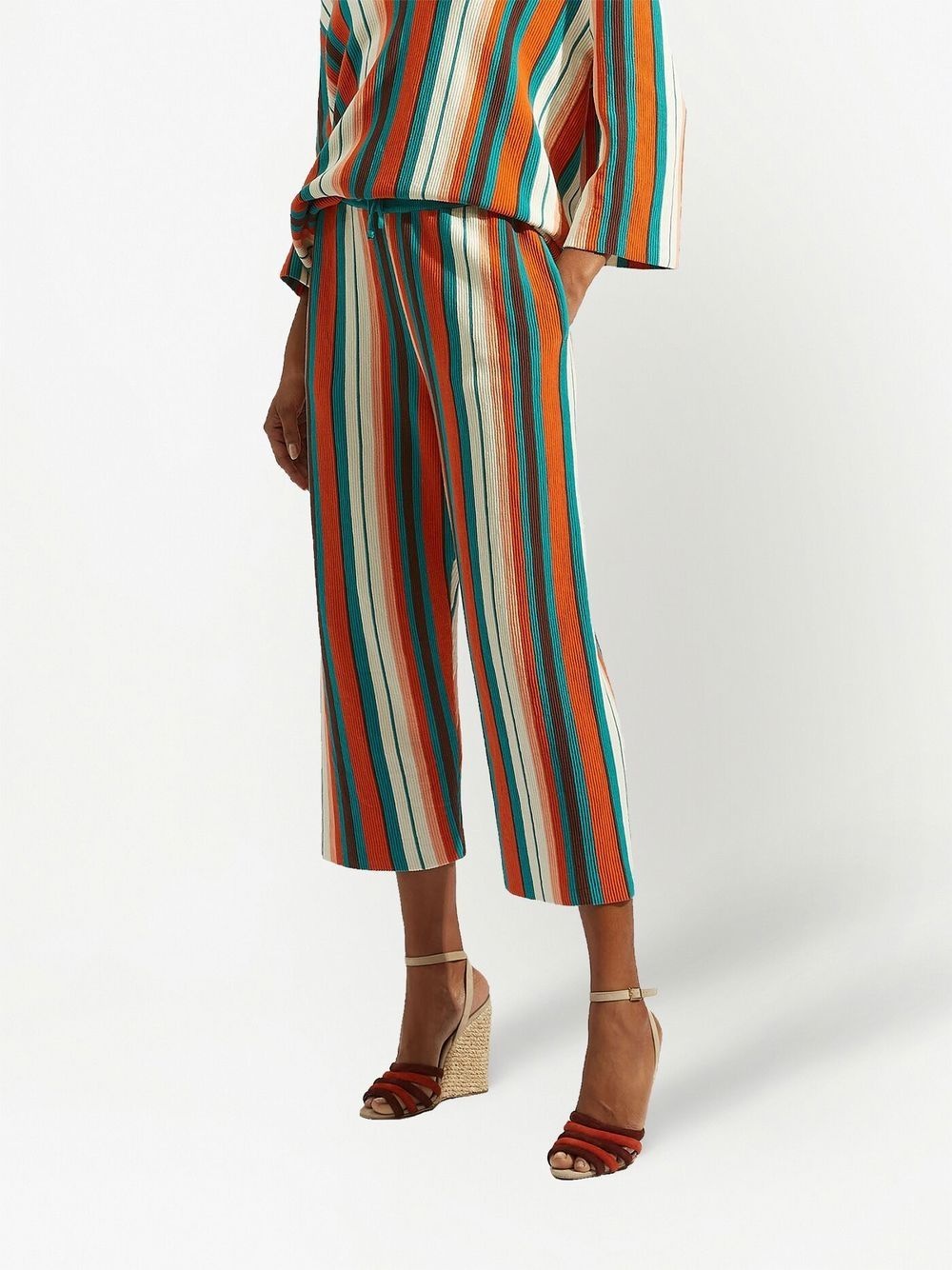 vertical-stripe cropped trousers - 2