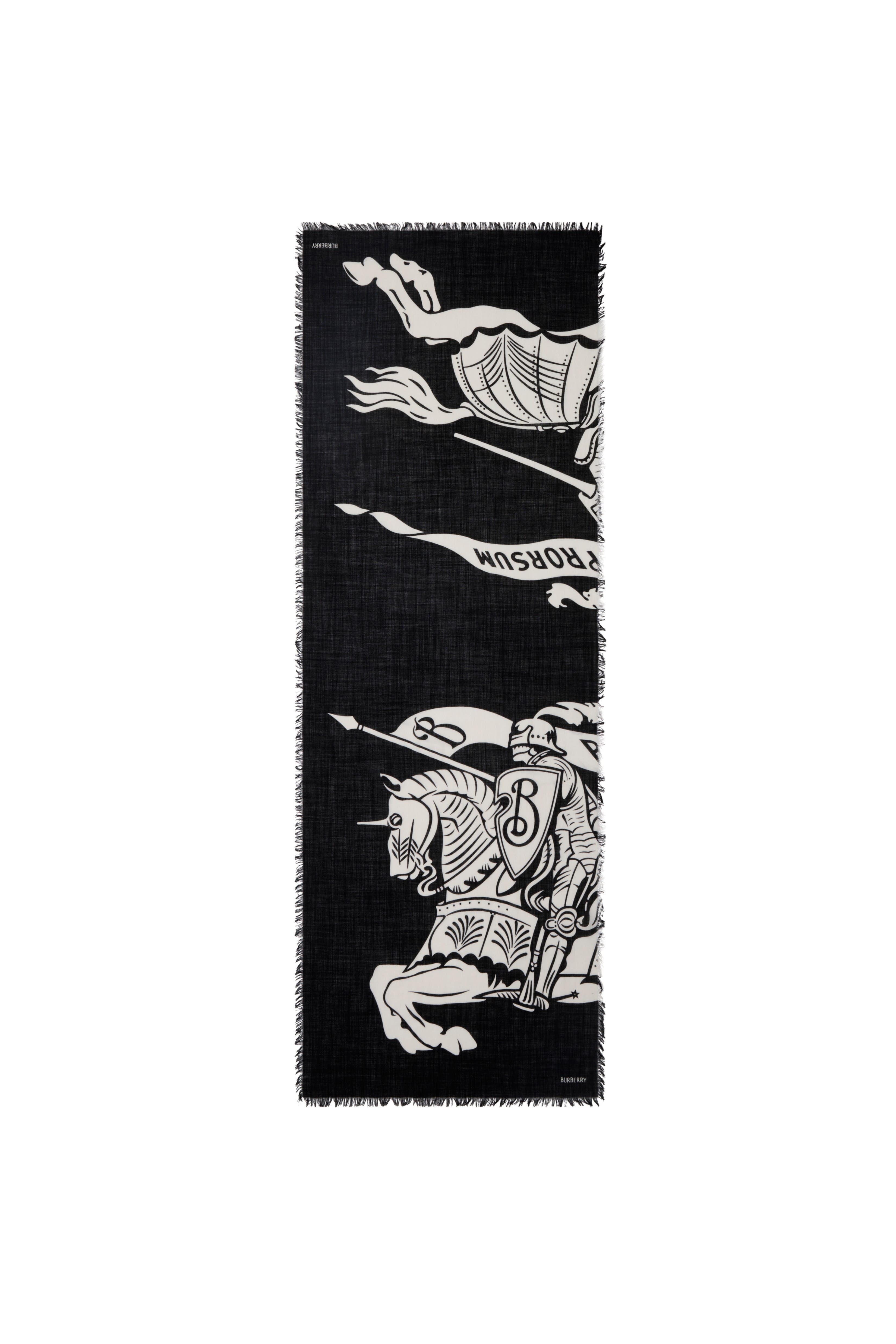 burberry Wide EKD Wool Scarf in Black/calico at Nordstrom - 6