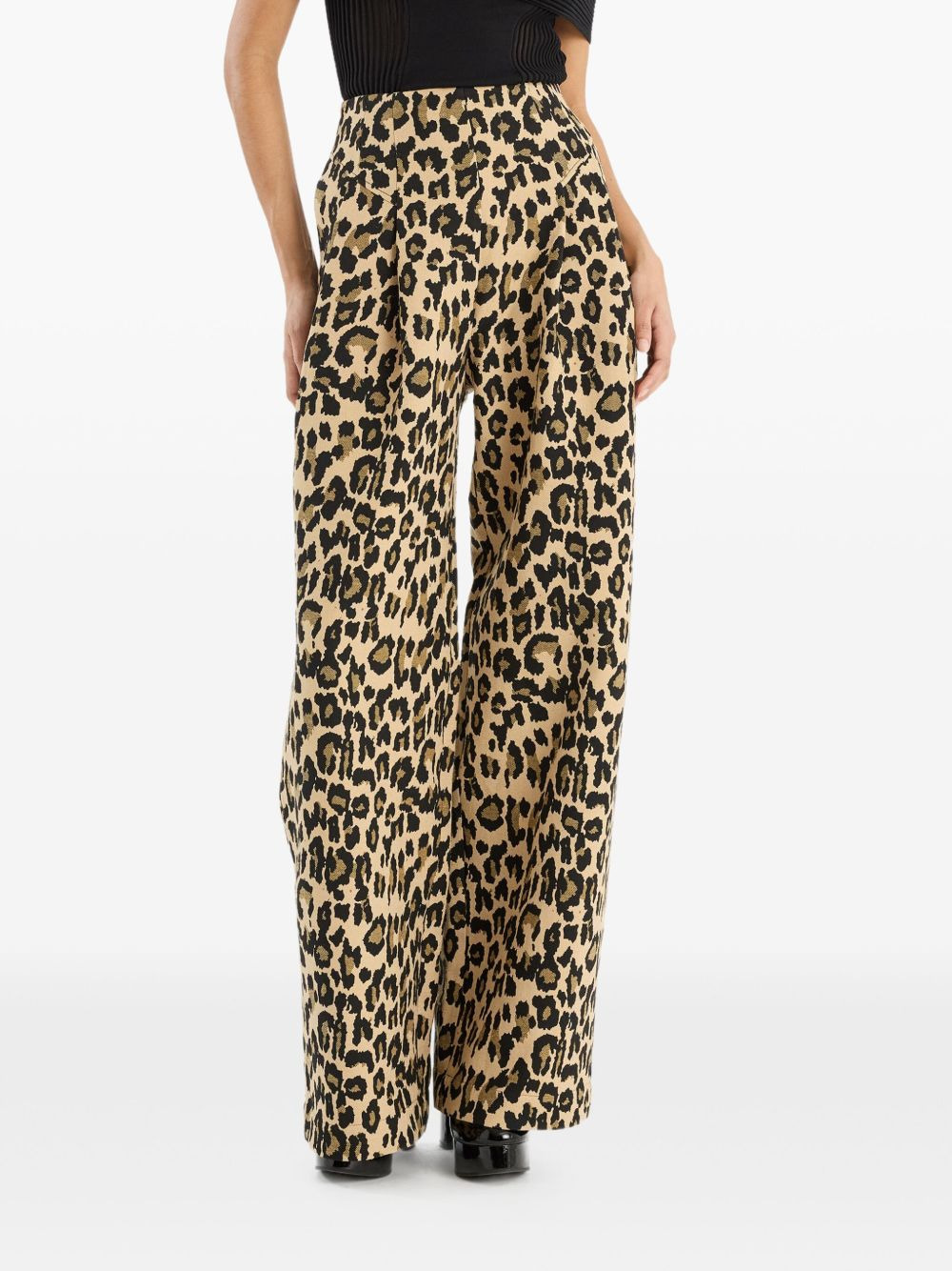 pleated leopard-print trousers - 3