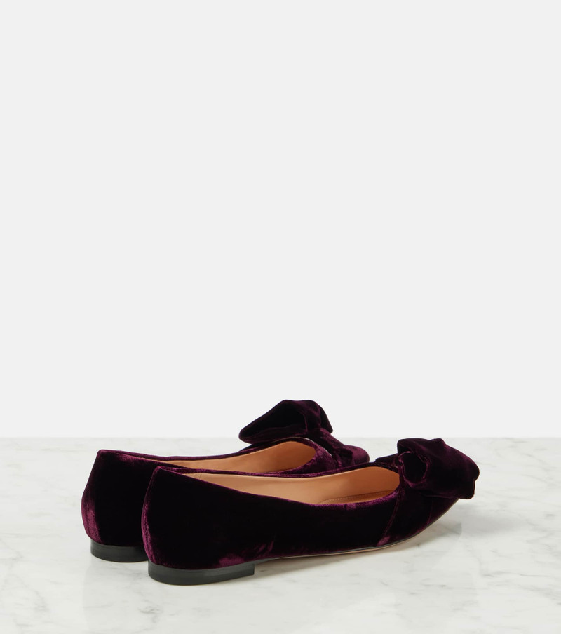 Gianvito Rossi Bow-detail velvet ballet flats outlook