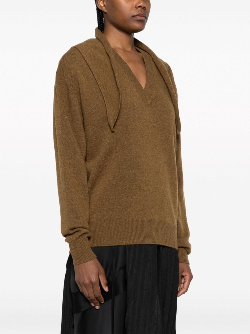attached-scarf ribbed-knit jumper 3
