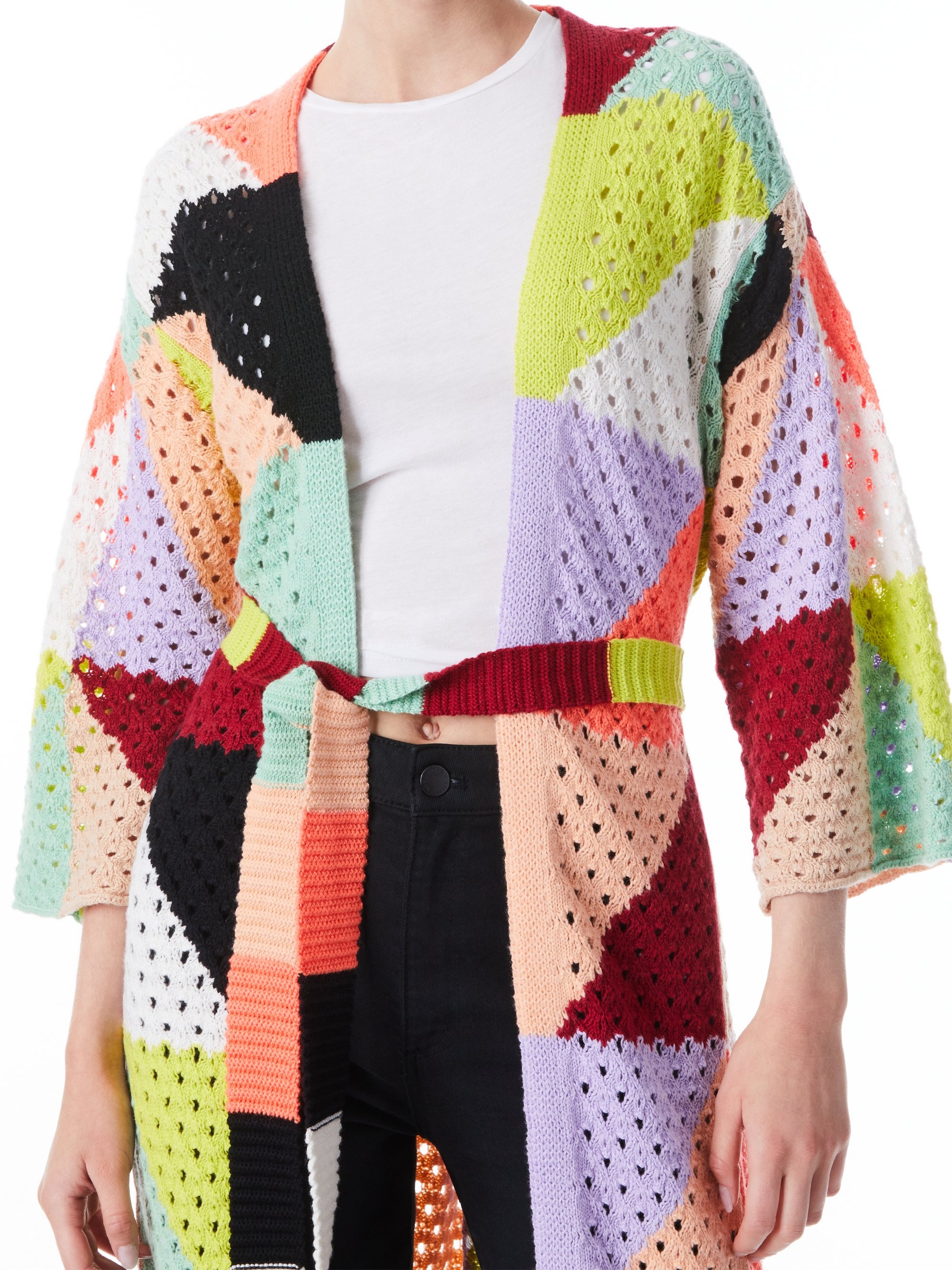 GLADIS PATCHWORK ROBE SWEATER WITH BELT - 5