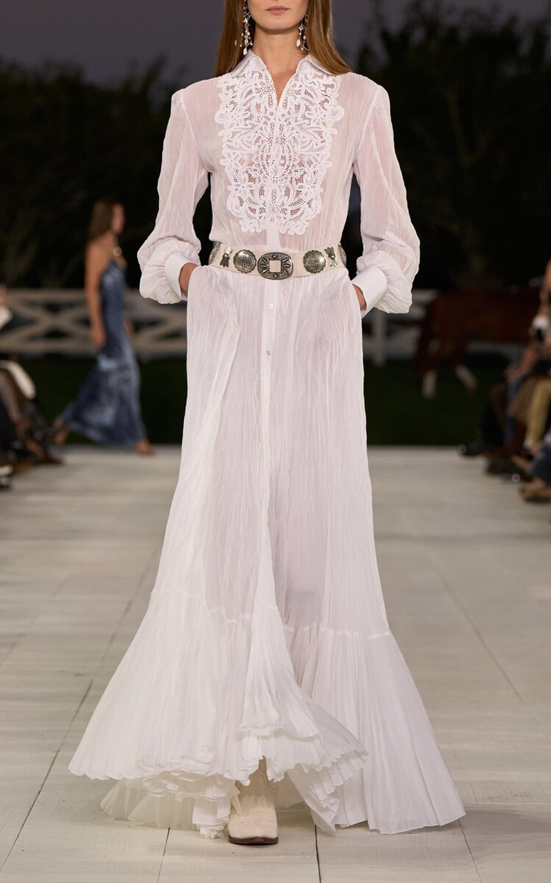 Ralph Lauren Seymour Lace Cotton Voile Maxi Dress white outlook