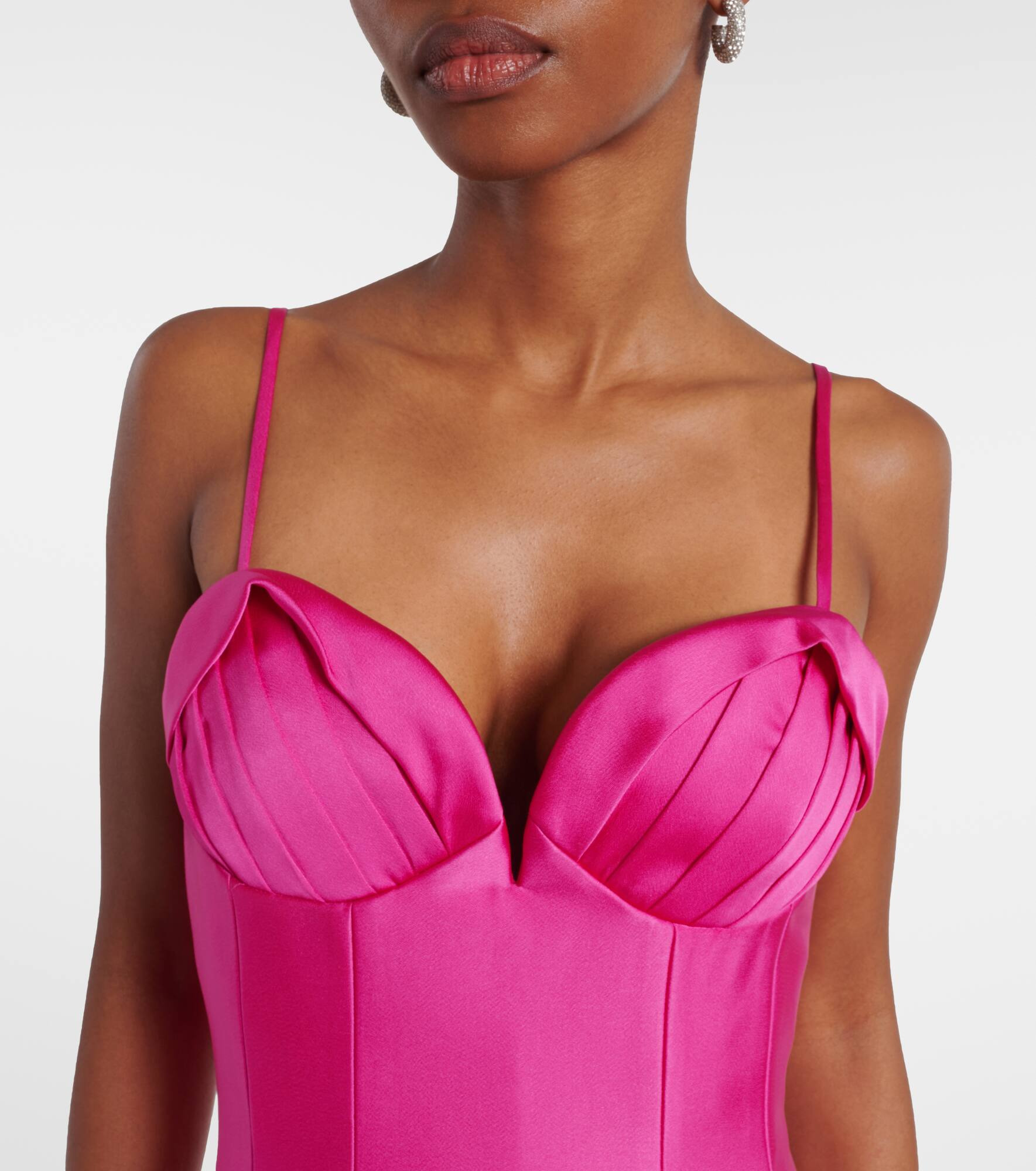Saskia pleated satin maxi dress - 4