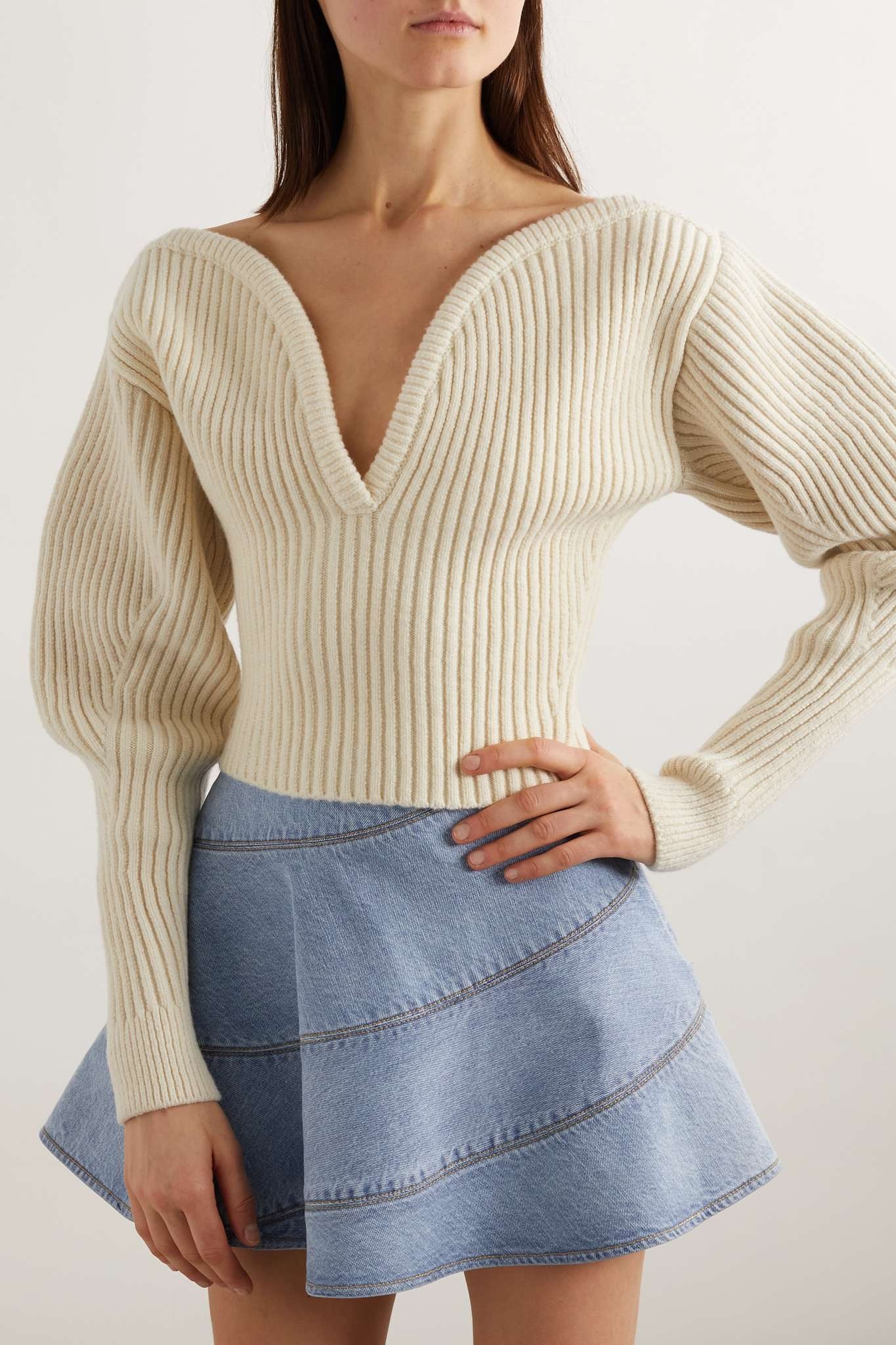 Ribbed wool and cashmere-blend sweater - 3