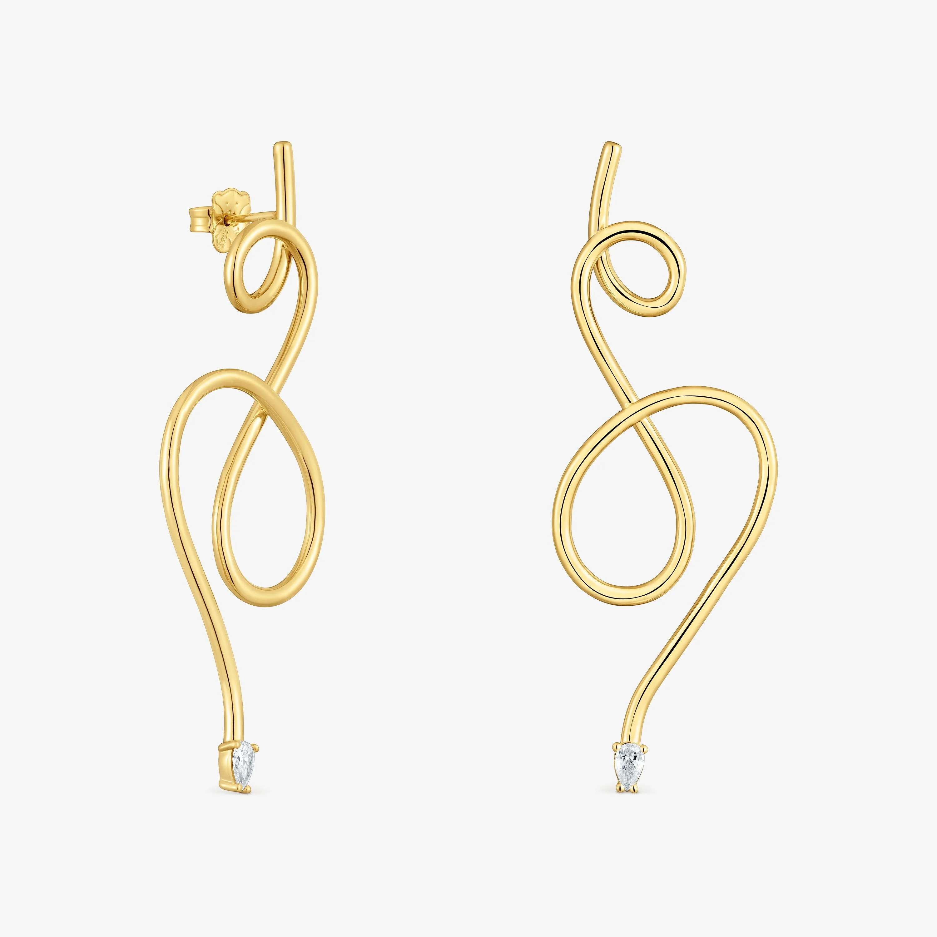 Long Earrings with 18K gold vermeil and laboratory-grown diamonds Lio LGD - 1