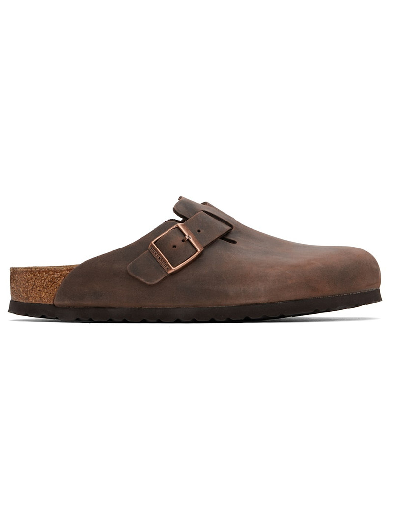 브라운 정규적인 보스턴 연약한 footbed 미끄러짐에 Loafers - 1