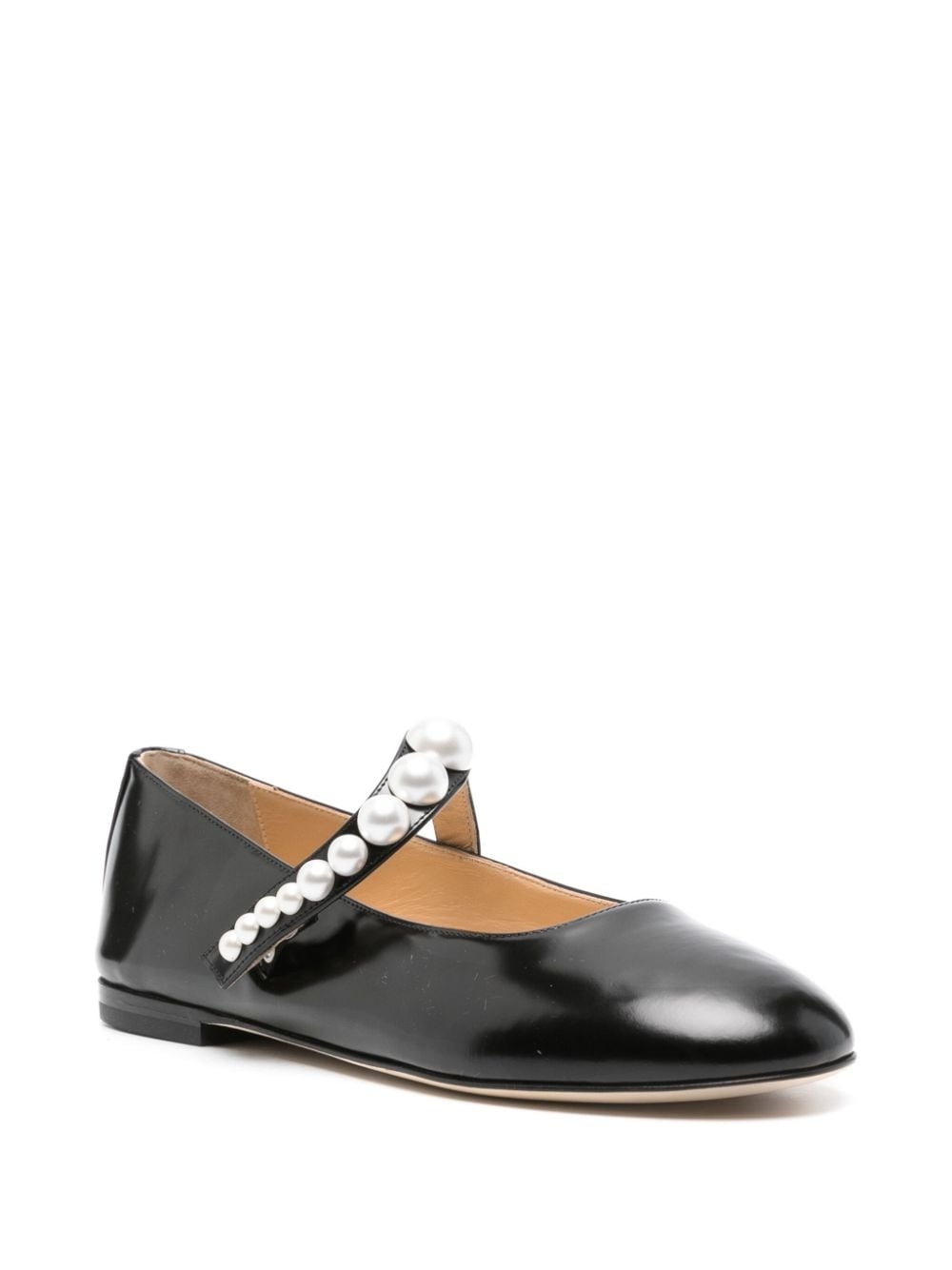 faux-pearl leather ballerina shoes - 2