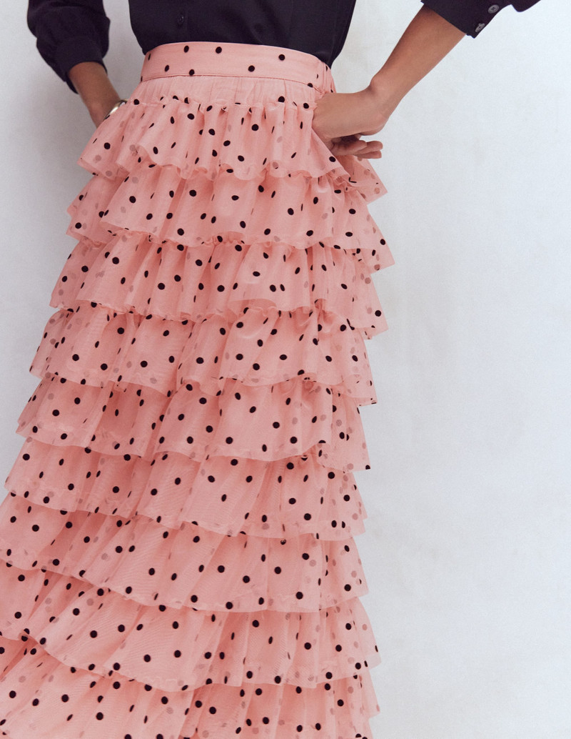 Tulle Tiered Skirt-Pink Painted Dot 3
