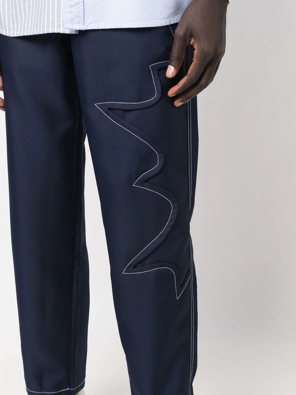 patchwork-detail four-pocket straight-leg trousers - 5