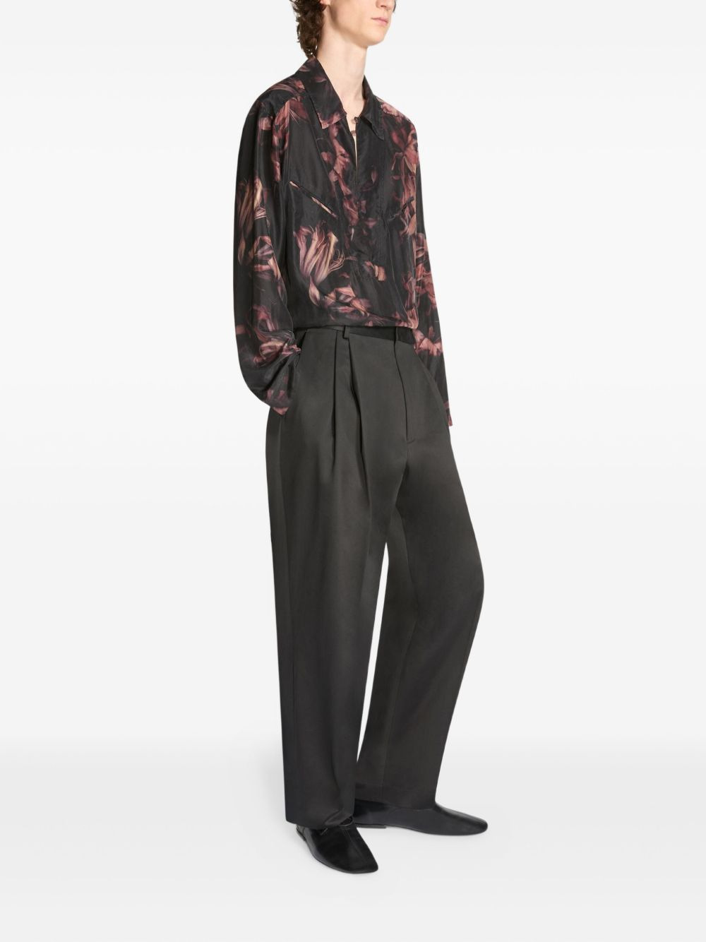 cotton straight-leg trousers - 3