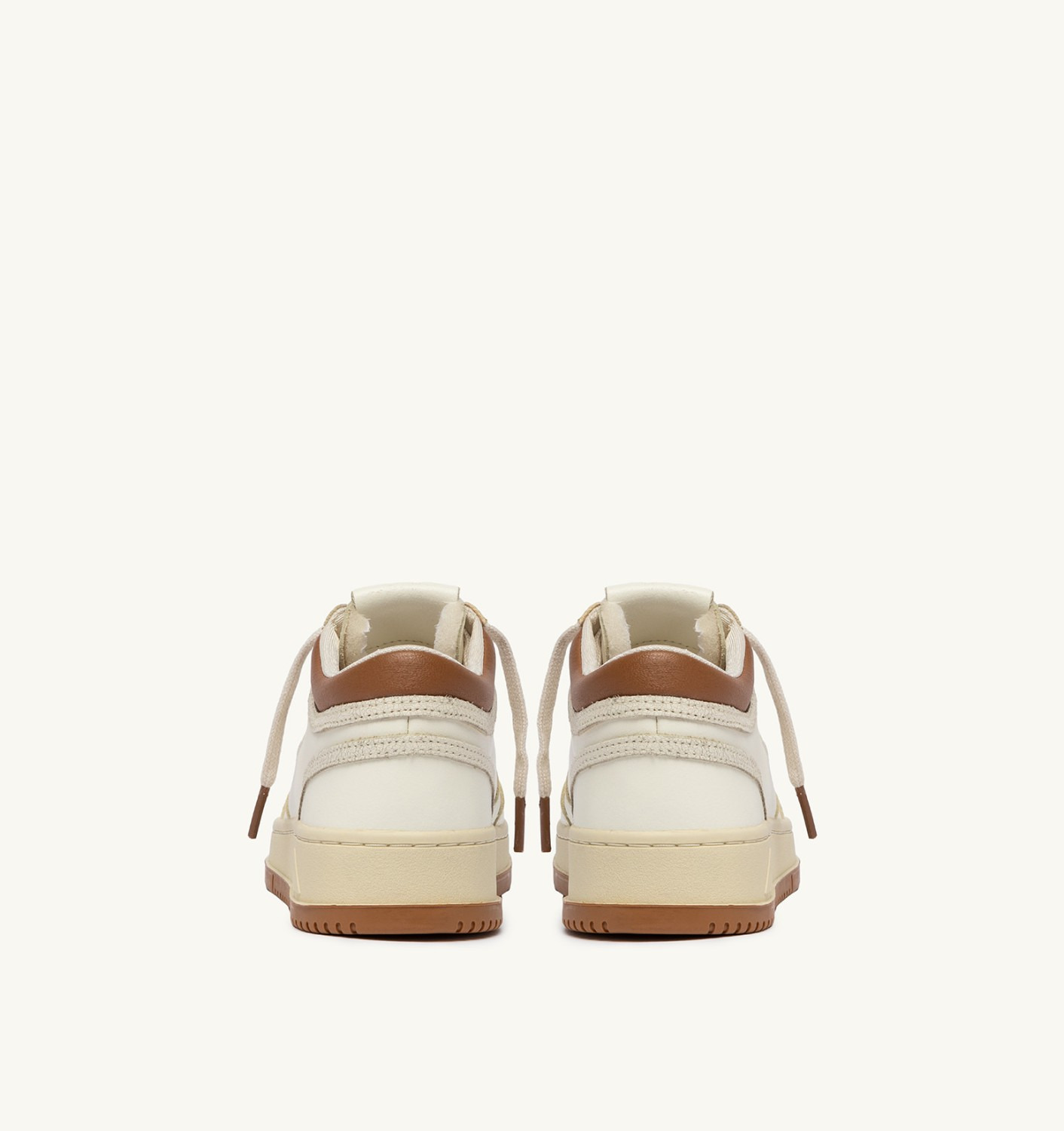 MED-WAY SNEAKERS IN LEATHER COLOR MARSHMALLOW AND BROWN SUGAR - 3