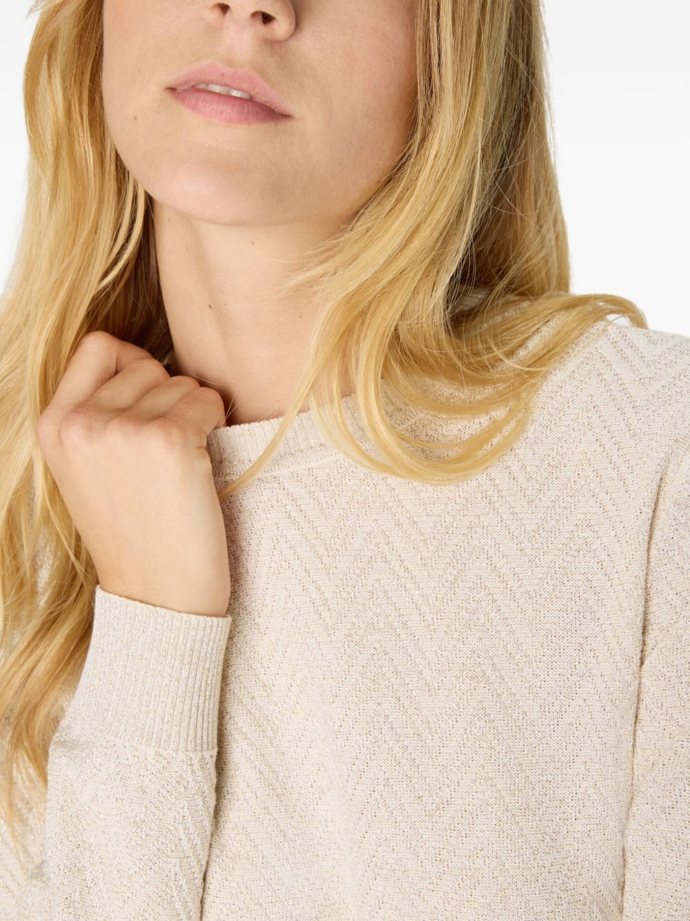 chevron-pattern crew-neck sweater - 4