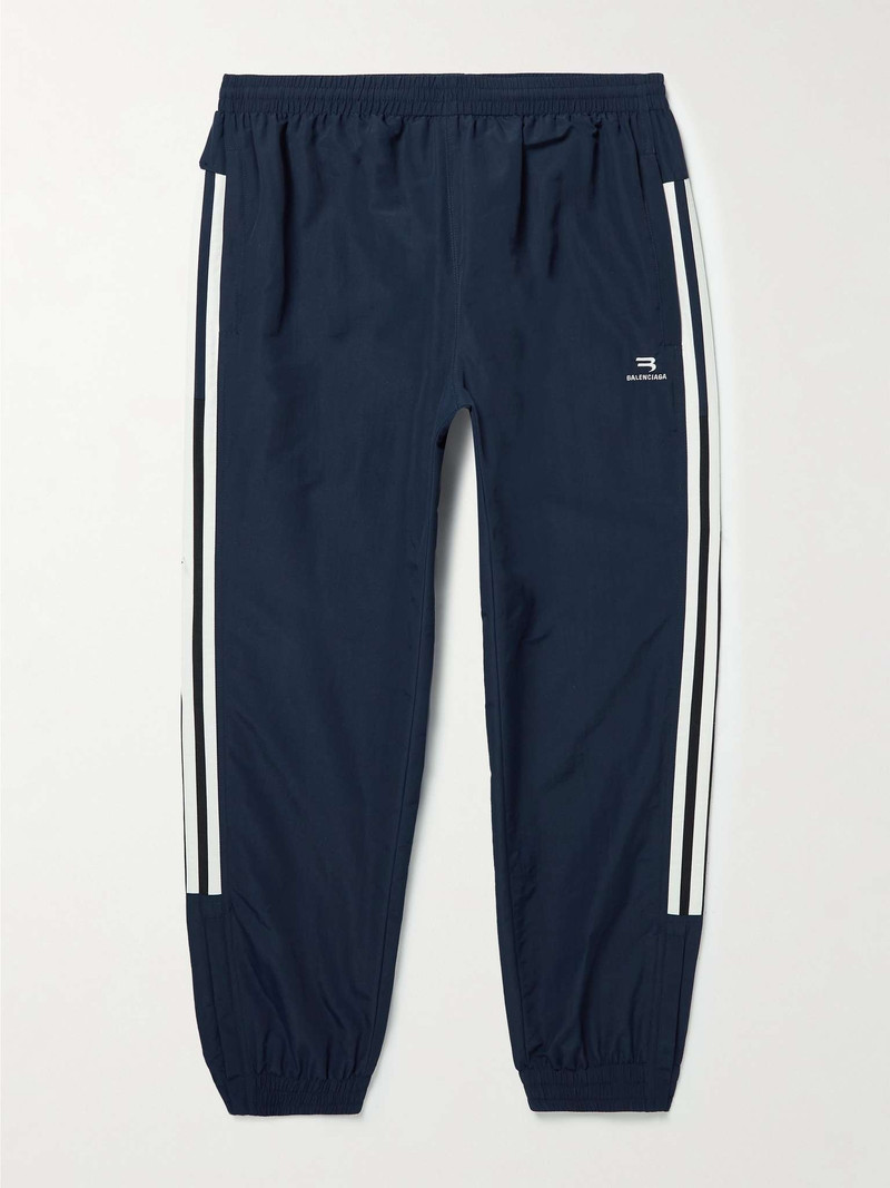 Slim-Fit Tapered Logo-Embroidered Striped Shell Sweatpants - 1