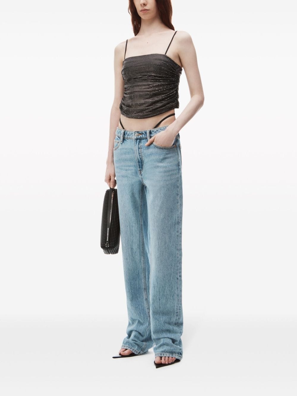 layered straight-leg jeans - 2